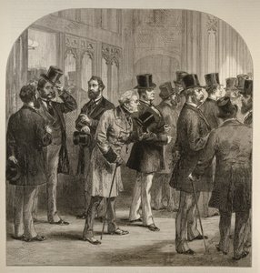 A Division in the House of Commons: Members Passing the Tellers, fra The Illustrated London News, 18. februar 1882 af English School